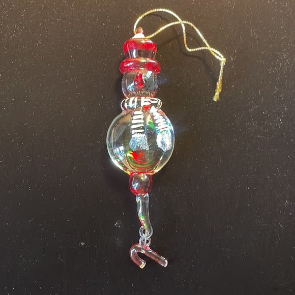 3 glass Snowmen Christmas ornaments with dangling candy canes - Picture 2 of 5